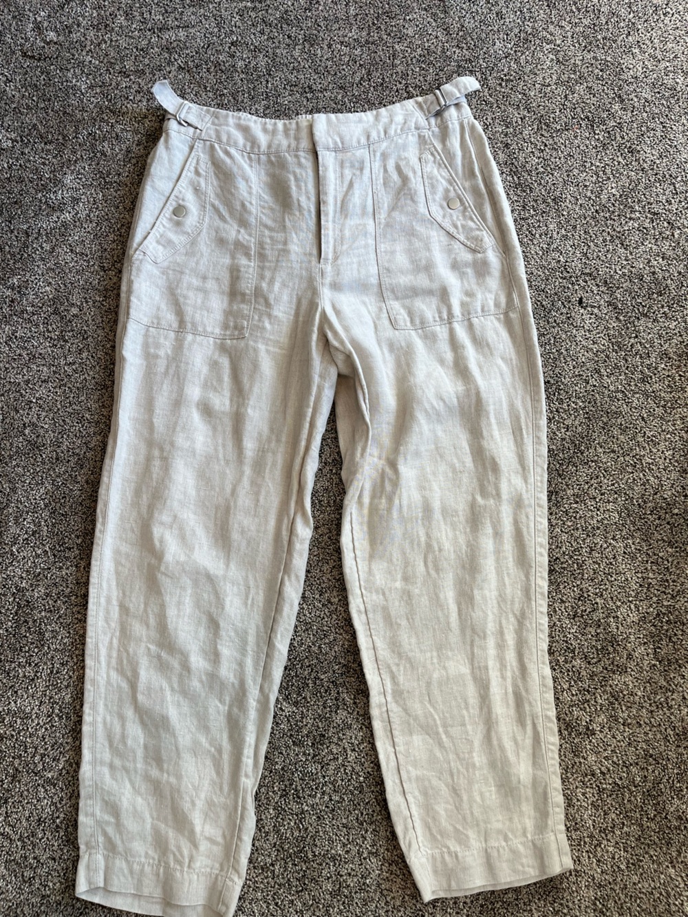 Athleta Straight-Leg Linen-Blend Pants in Light Beige